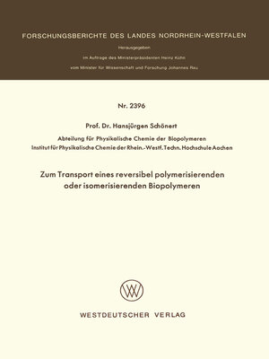 cover image of Zum Transport eines reversibel polymerisierenden oder isomerisierenden Biopolymeren